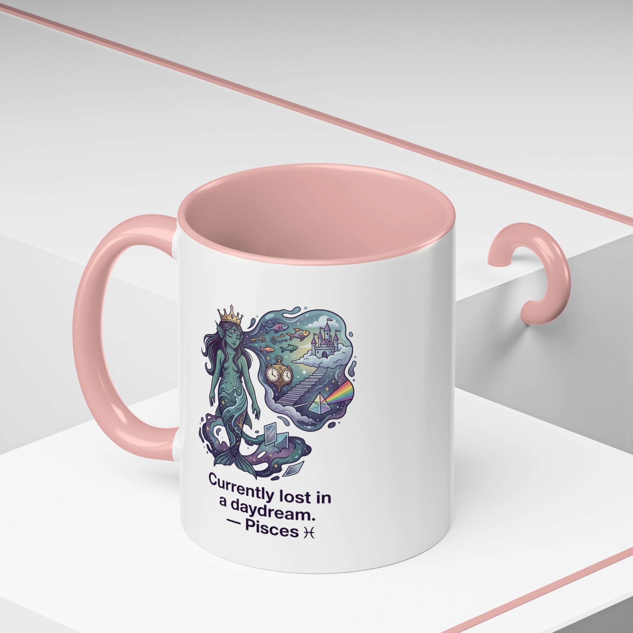 Pisces Daydream Accent Coffee Mug — "Currently lost in a daydream" Astrological Zodiac Gift