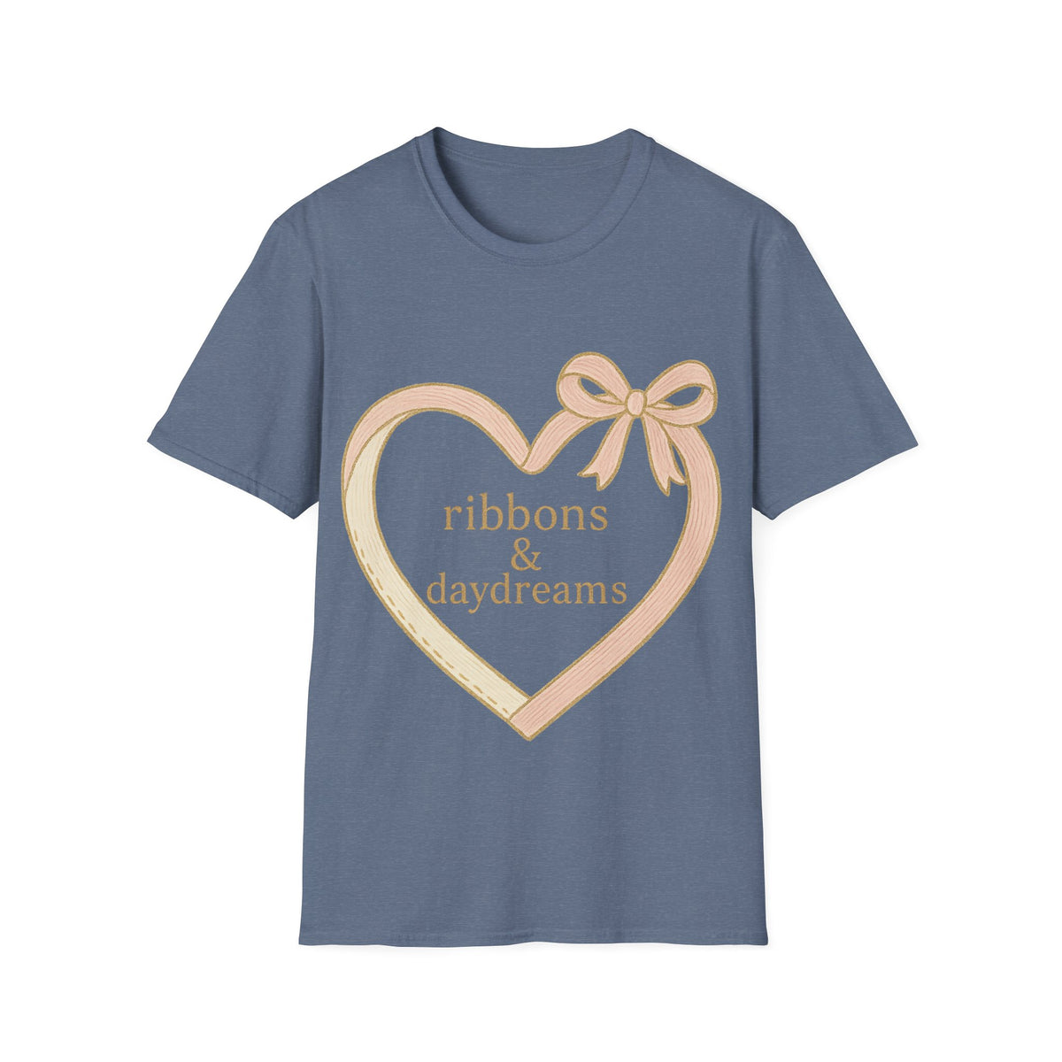"Chain of Hearts" Gold Charm Ribbon Tee - Cute Coquette Heart Line Aesthetic White T-Shirt - Trending Now - September 2026