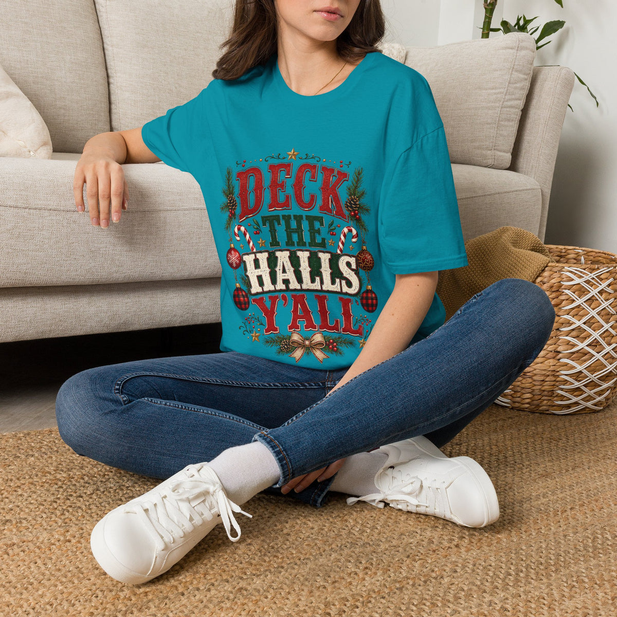Deck the Halls Y'All T-Shirt — Festive Christmas Holiday Tee