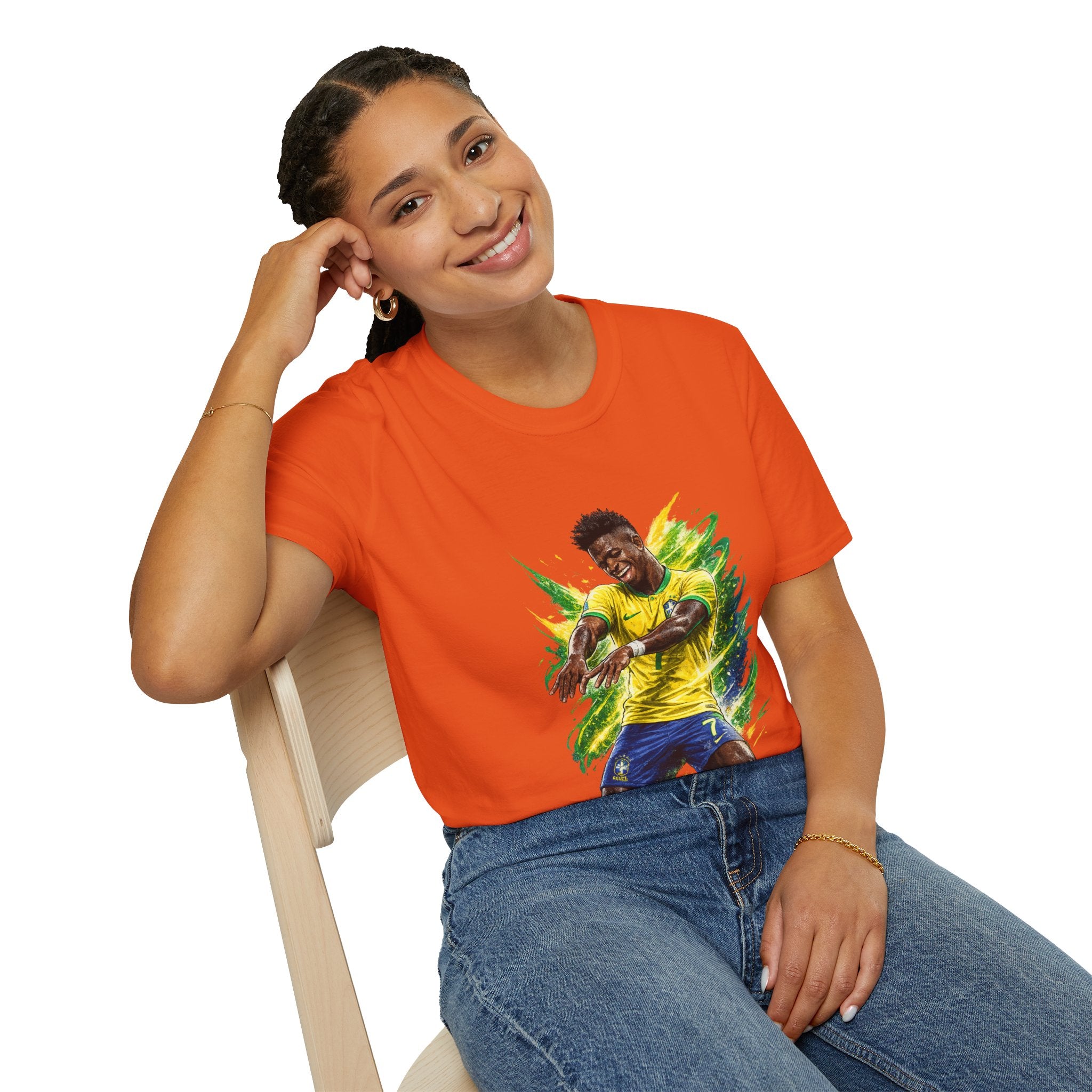 Brazil  Soccer Celebration T-Shirt — Brazilian Football Player Artwork