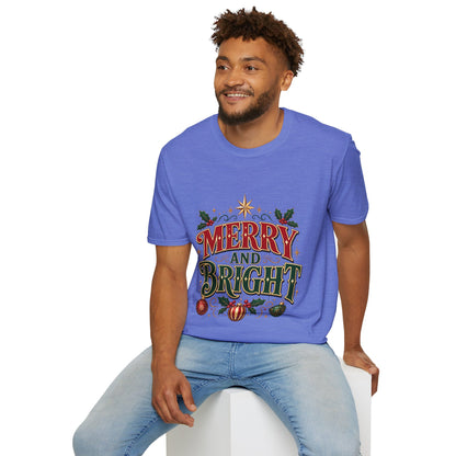 Merry and Bright T-Shirt — Festive Christmas Holiday Tee