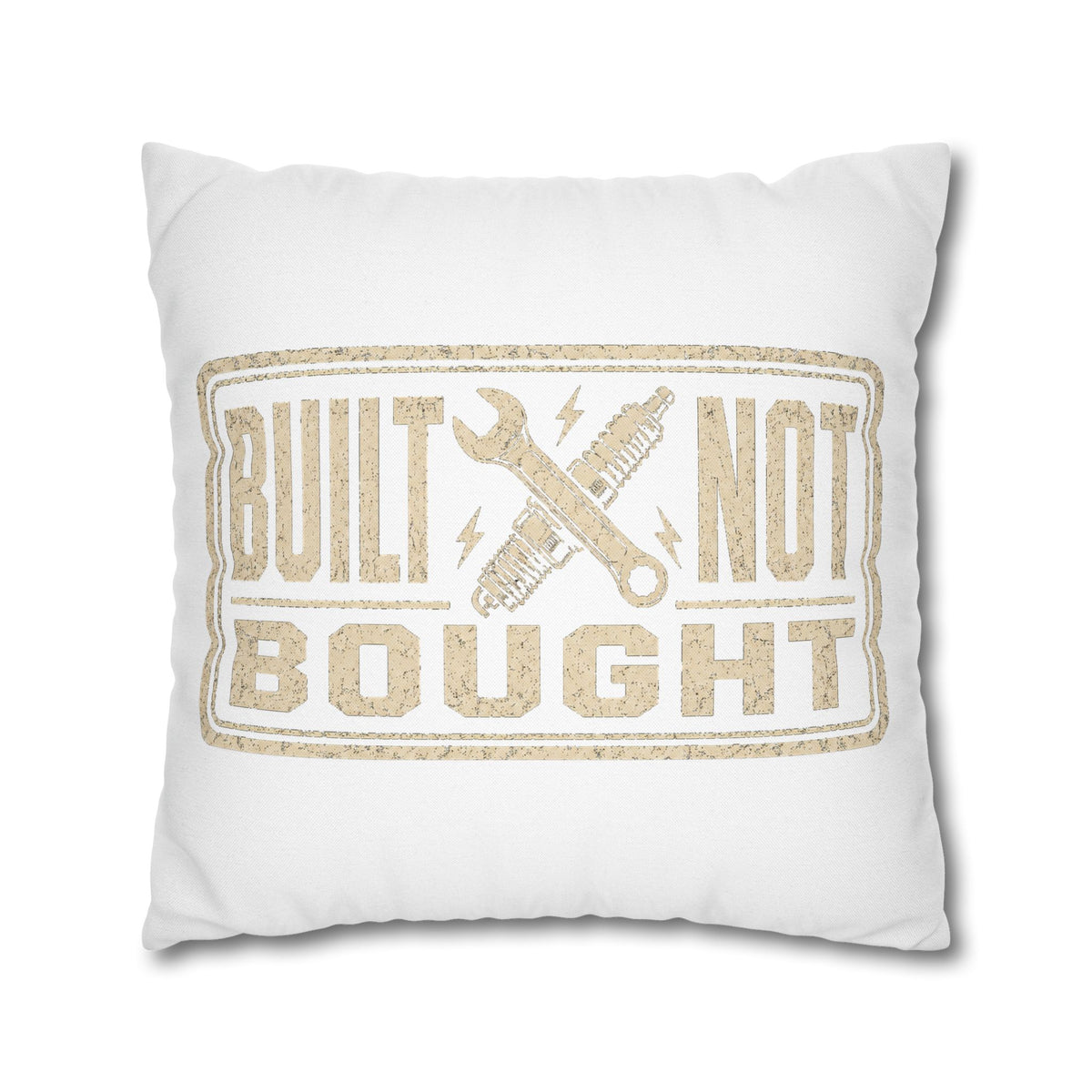 Built Not Bought Pillowcase Milo Bailey Dog Dad Mom — Rustic Mechanic Accent Pillow