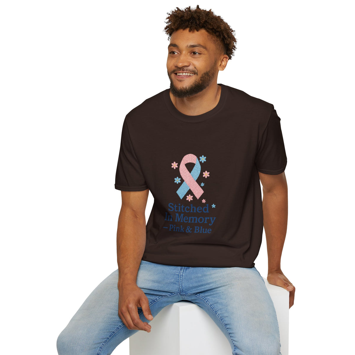 In Memory Pink & Blue Ribbon T-Shirt — "Stitched In Memory" Awareness Tee - Trending Now - October 2026