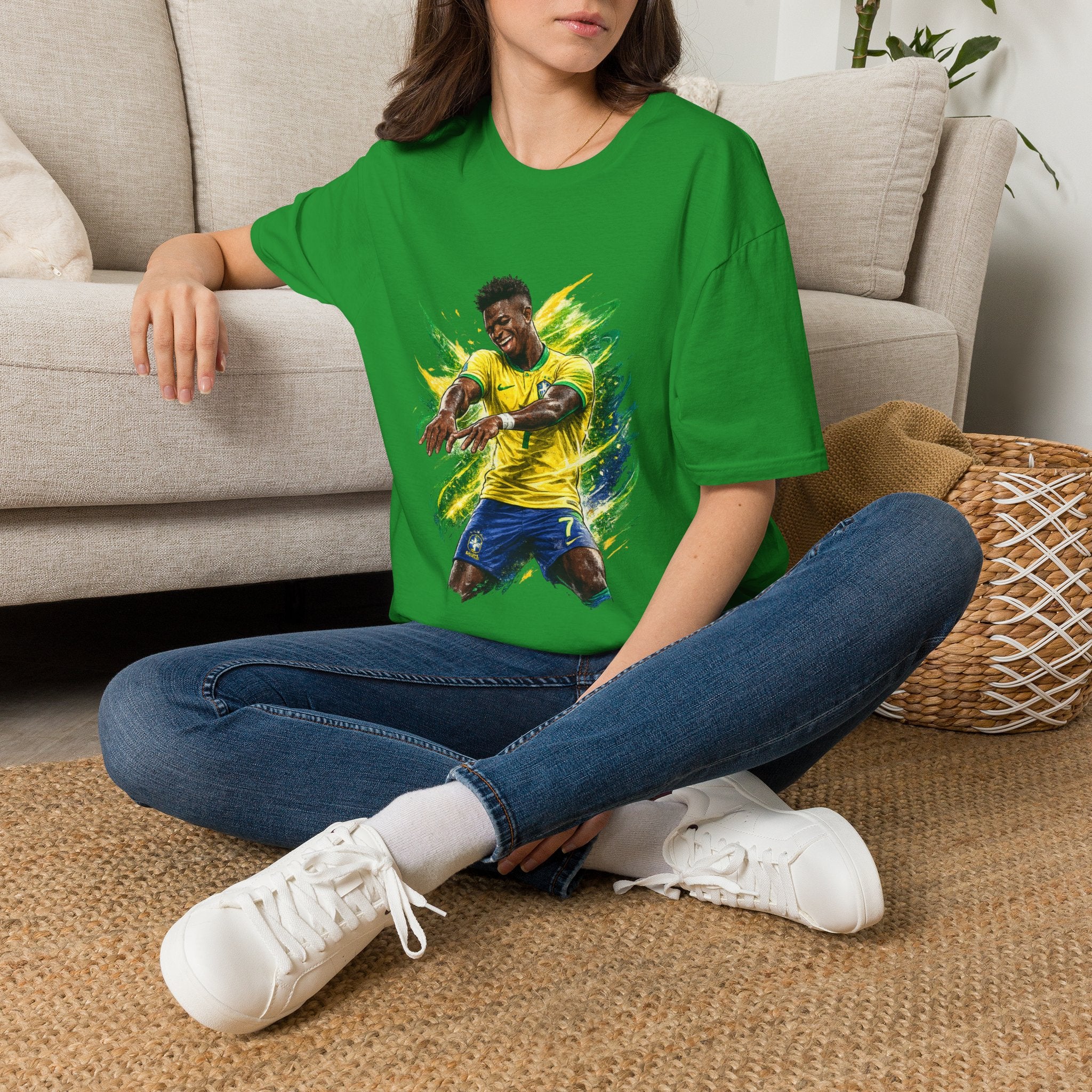 Brazil  Soccer Celebration T-Shirt — Brazilian Football Player Artwork
