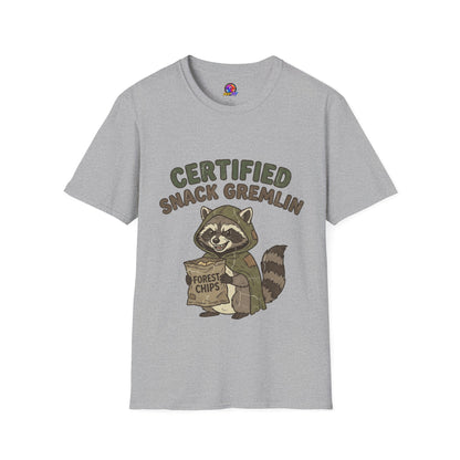 Certified Snack Gremlin T-Shirt — Funny Raccoon Snack Lover Tee