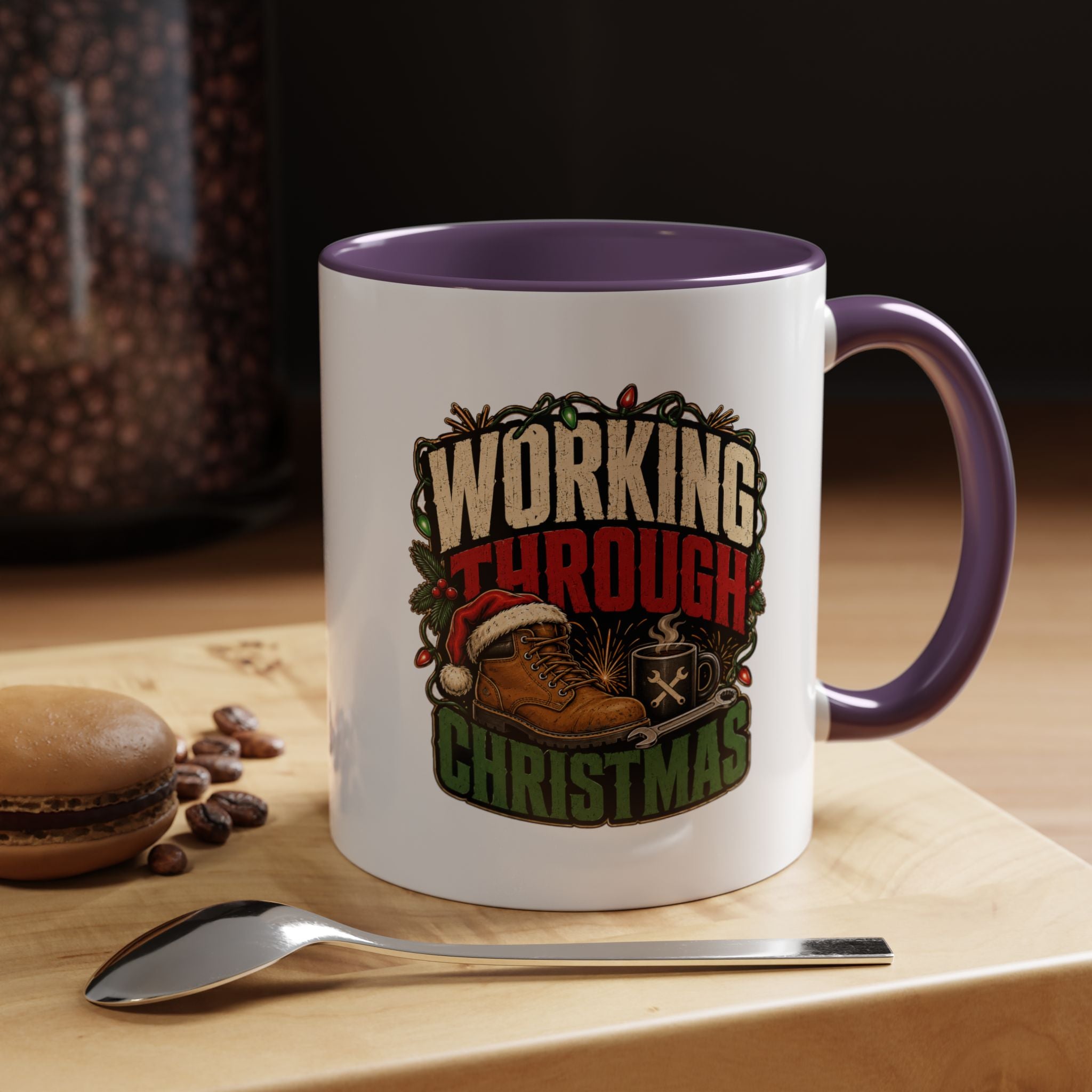Modern Day Christmas Working Through Christmas Coffee Mug — Funny Holiday Work & Overtime Gift