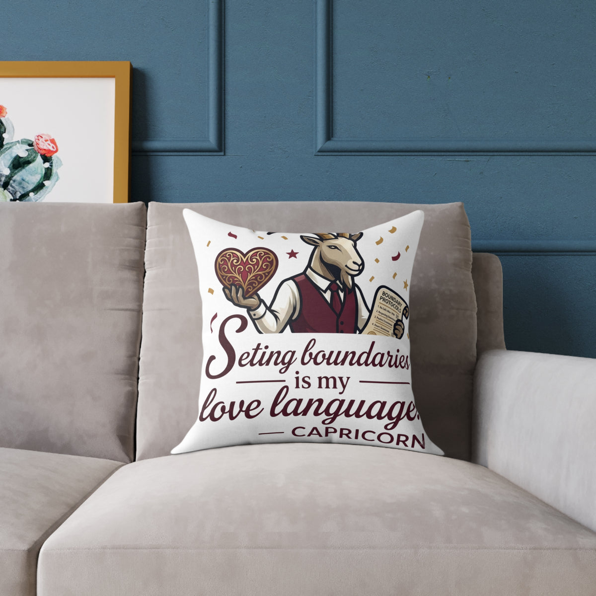 Capricorn Pillow – "Setting Boundaries Is My Love Language" Zodiac Décor