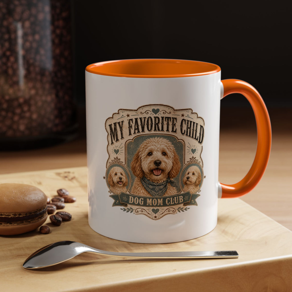 Milo Bailey Dog Dad Mom My Favorite Child Dog Mom Club Accent Coffee Mug – Cute Doodle Dog Mother's Day Gift