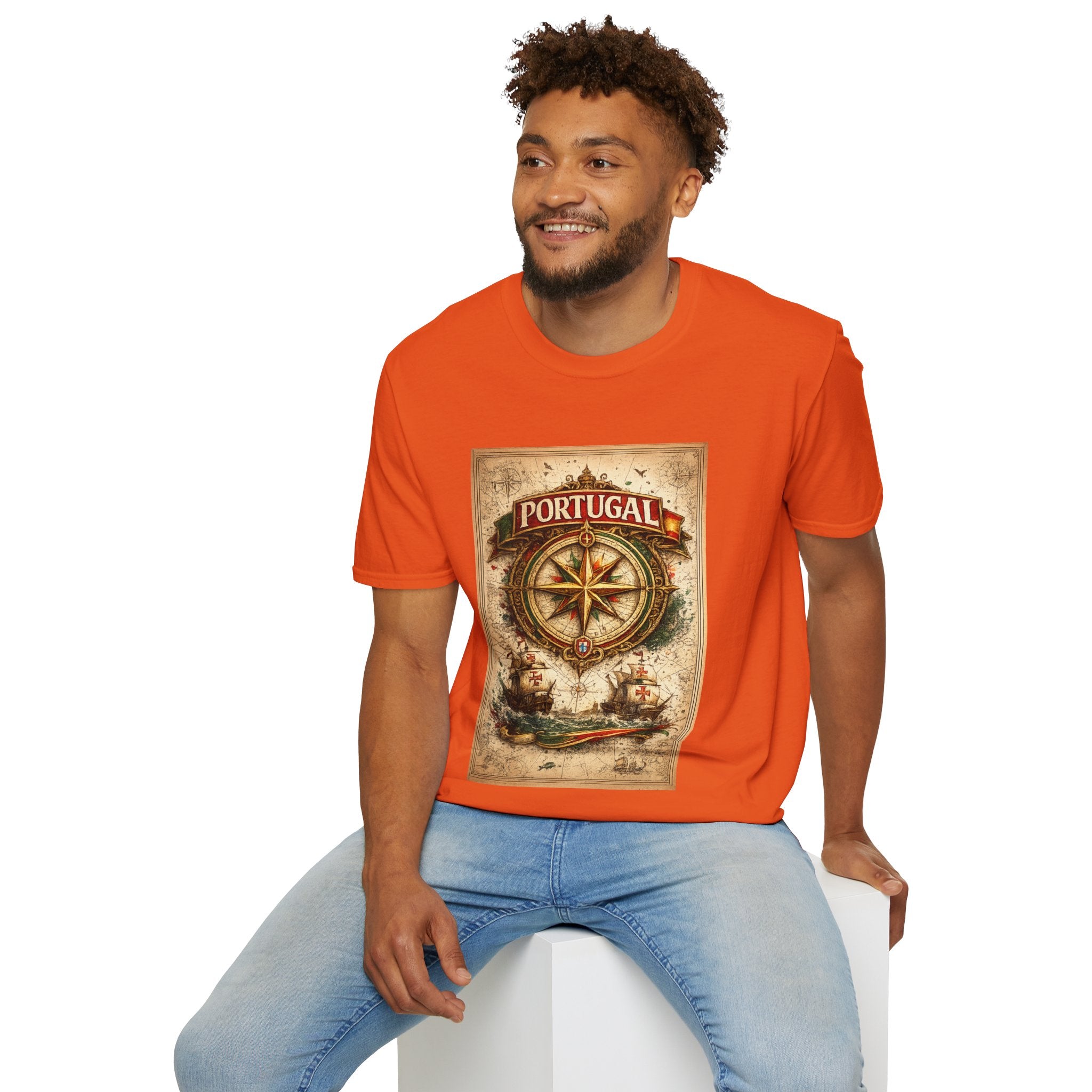 Portugal Compass T‑Shirt — Vintage Nautical Travel Tee