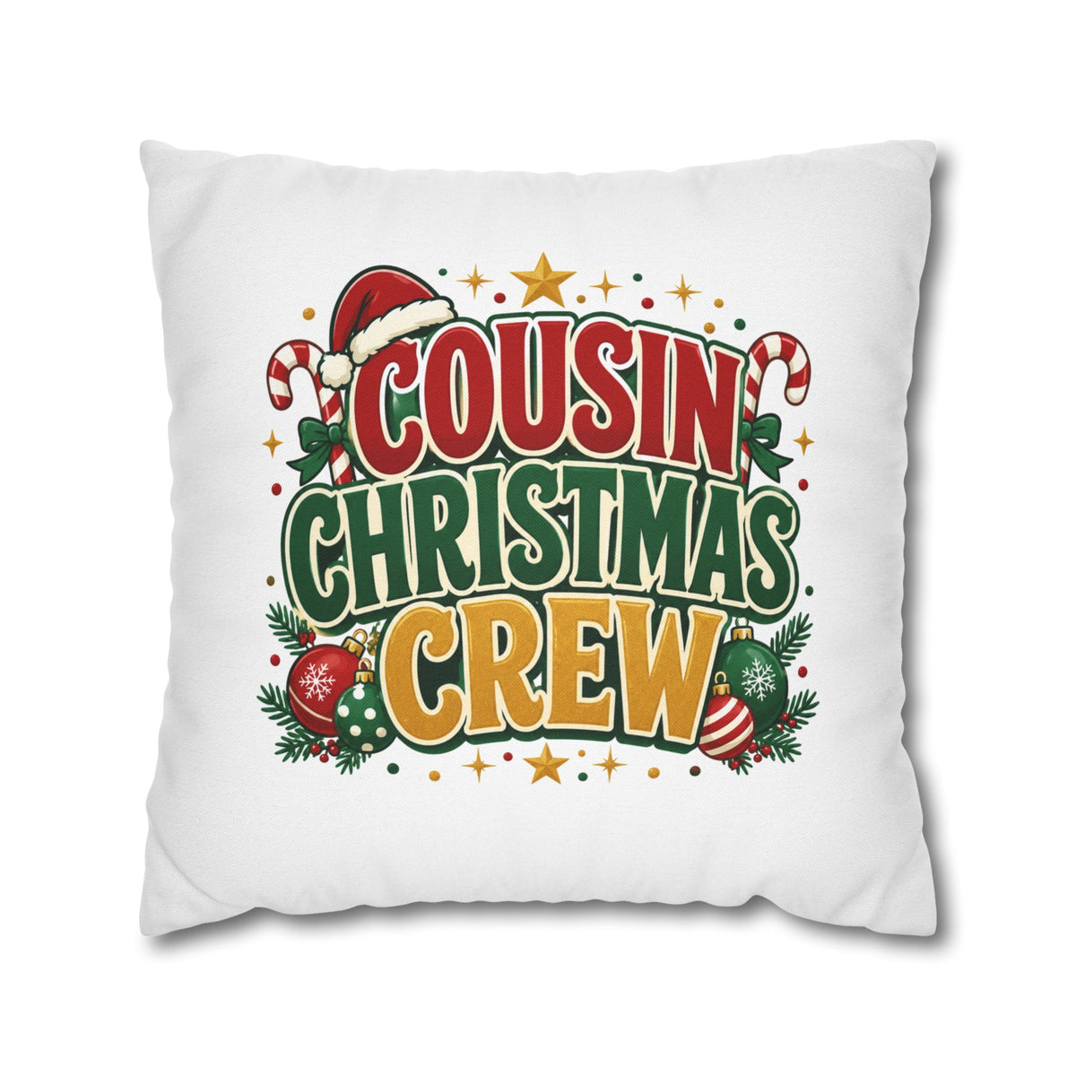Cousin Christmas Crew Pillow Cover — Festive Holiday Decorative Throw Pillowcase