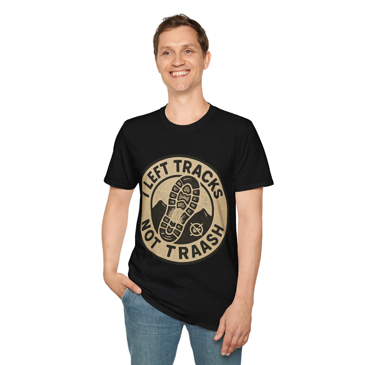 Left Tracks Not Trash Vintage Badge T-Shirt, Retro Leave No Trace Hiking Tee - Trending Now - September 2026