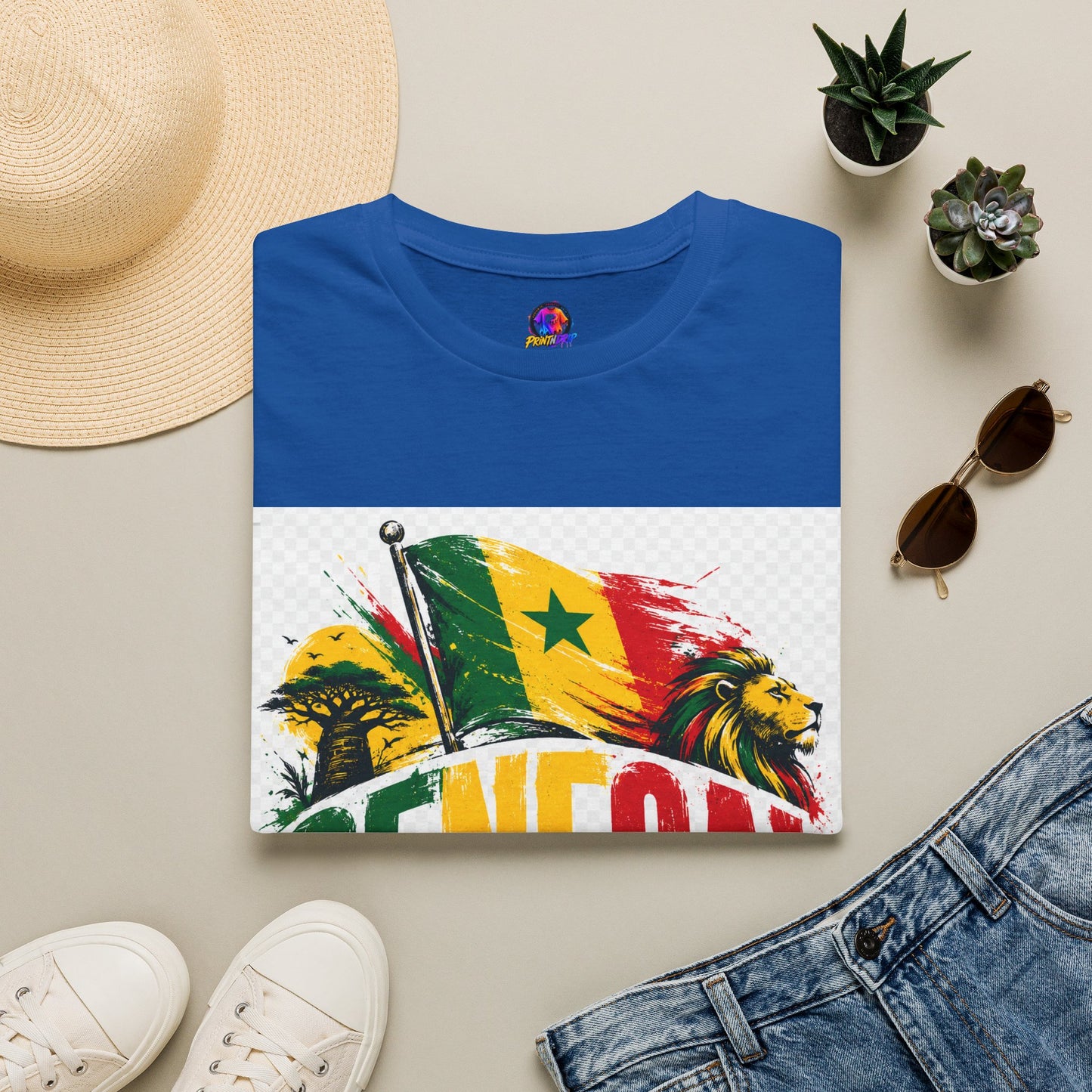 Senegal Flag Soccer T-Shirt — Lion & Football Pride Tee