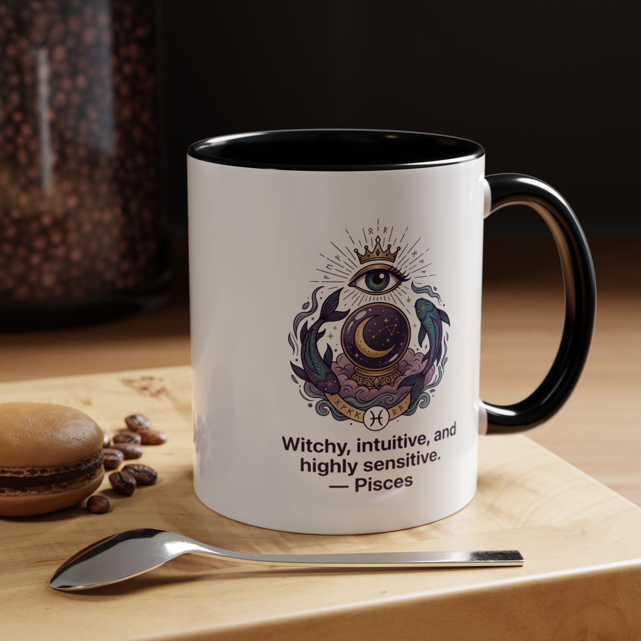 Pisces Witchy Accent Mug — "Witchy, intuitive, and highly sensitive" Astrology Coffee Cup (11/15oz)