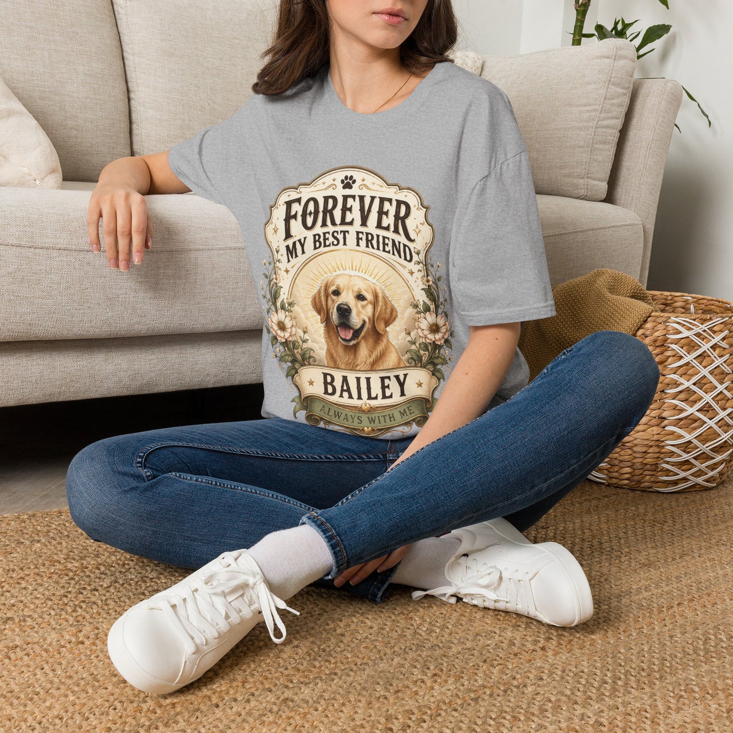 Dog Memorial T-Shirt — "Forever My Best Friend" Personalized Pet Tribute Tee