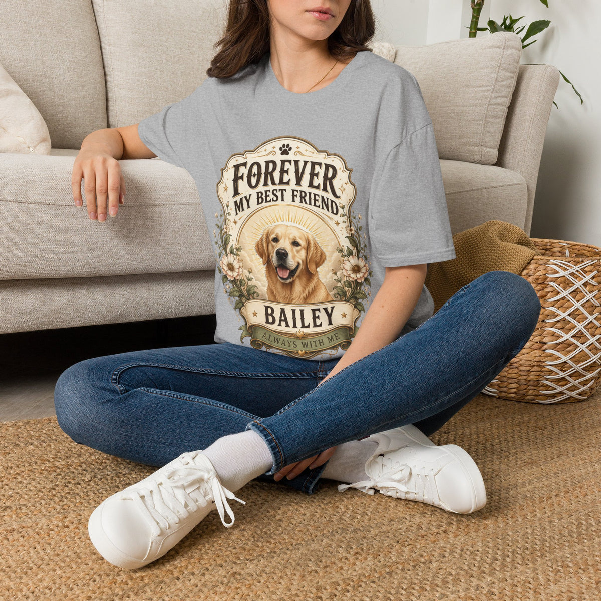 Dog Memorial T-Shirt — "Forever My Best Friend" Personalized Pet Tribute Tee