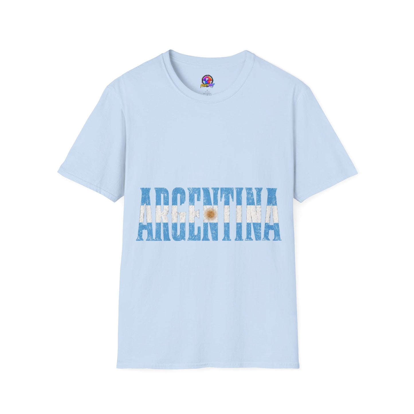 Argentina Flag Stripe T-Shirt — Vintage Blue 'ARGENTINA' Graphic Tee