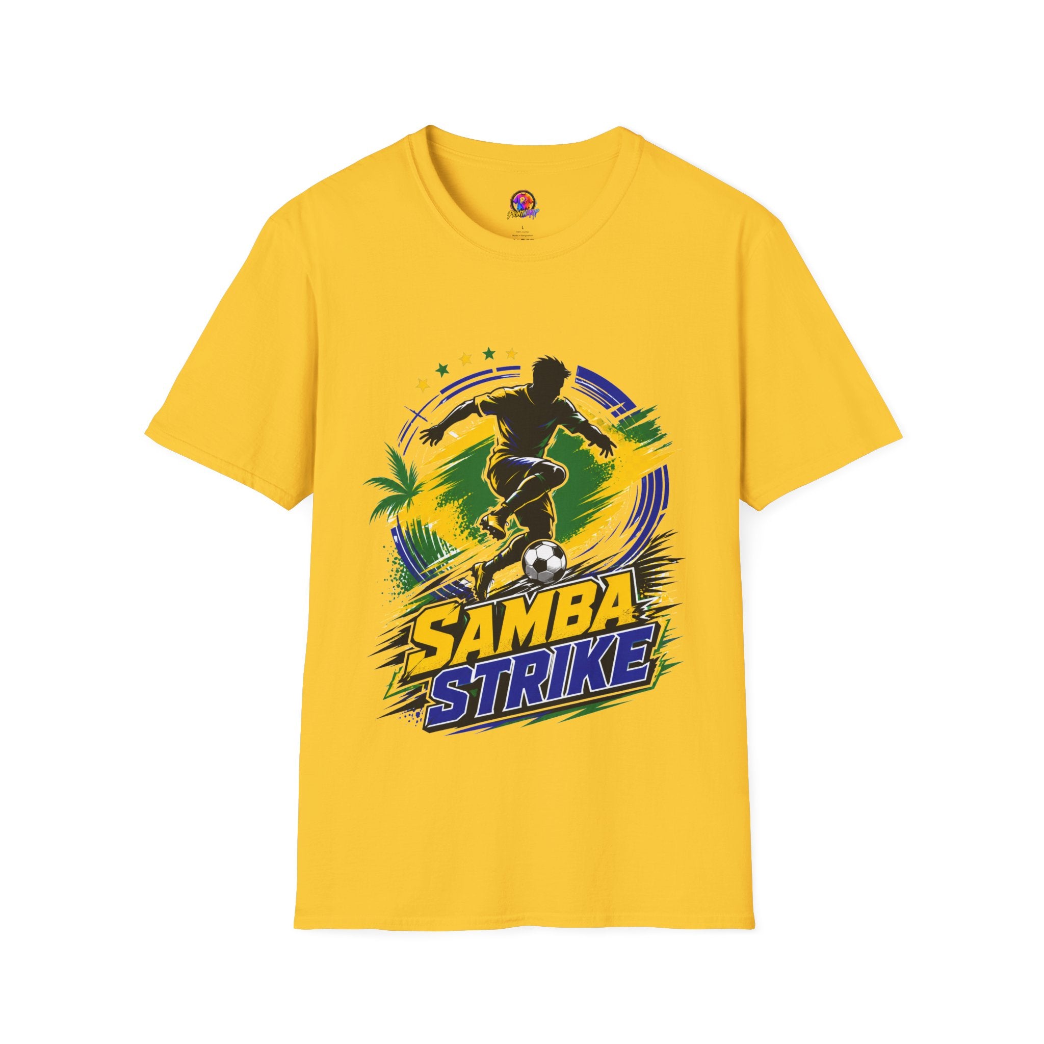 Brazil  Samba Strike Soccer T-Shirt — Brazilian Football Player Graphic Tee