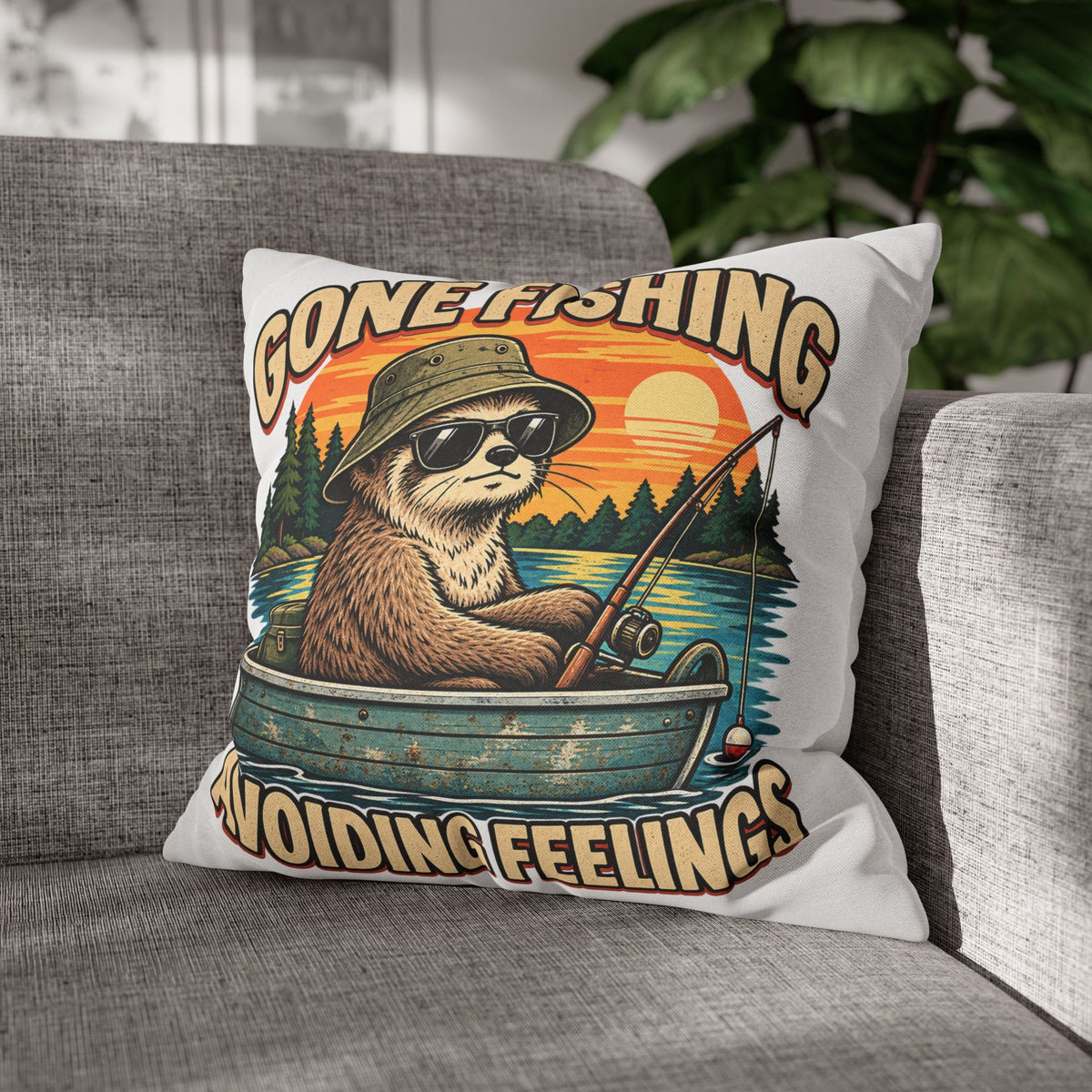Funny Gone Fishing Avoiding Feelings Decorative Pillowcase