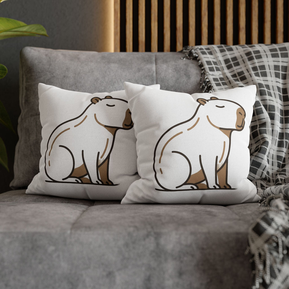 Funny Capybara Cute Throw Pillowcase – Minimalist Animal Decorative Cushion