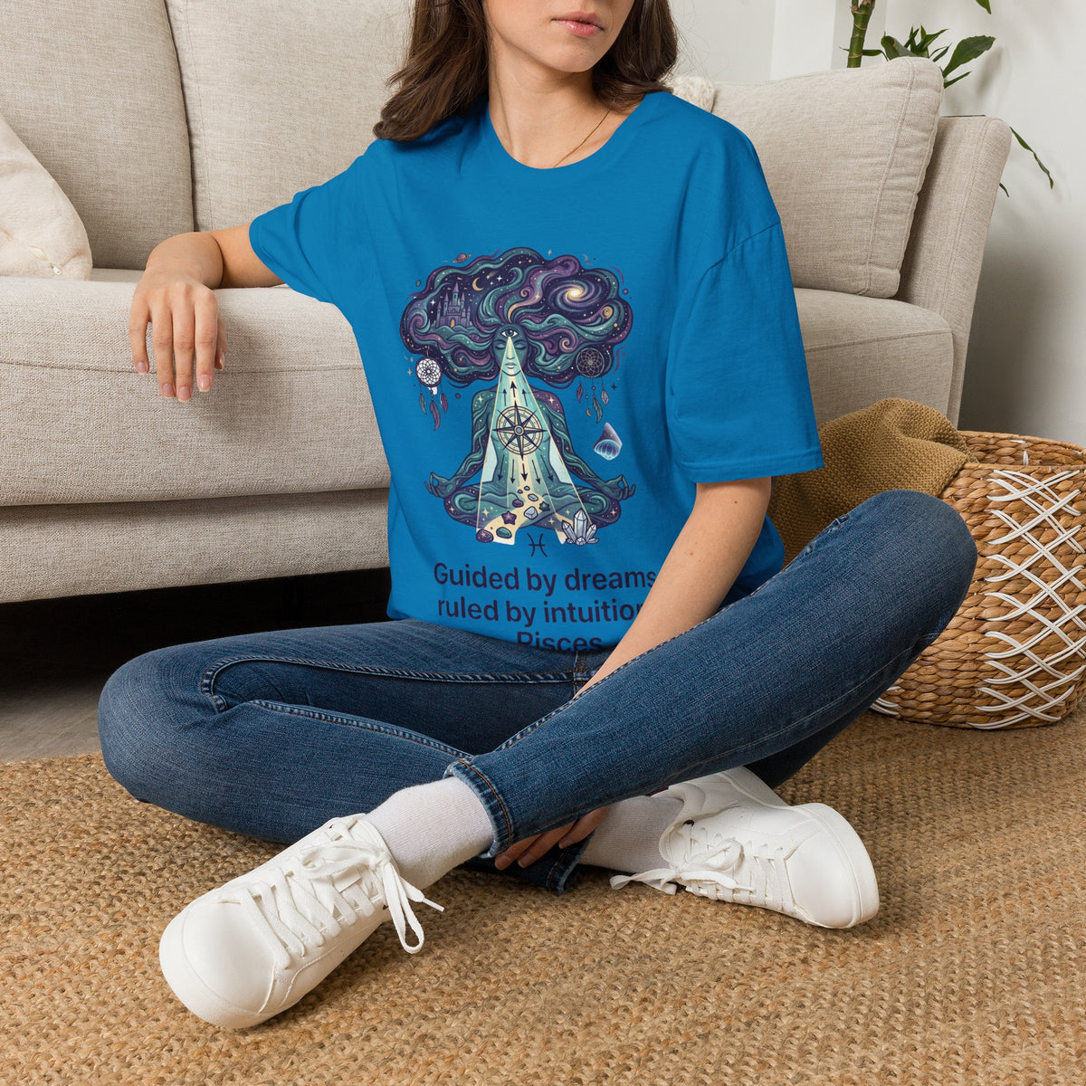 Pisces Zodiac Meditative Pisces T‑Shirt — 'Guided by dreams, ruled by intuition' Zodiac Tee