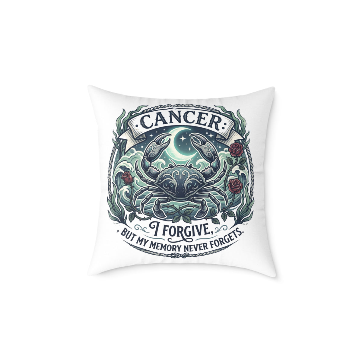 Cancer Zodiac Pillow Forgive But My Memory Never Forgets Square Poly Canvas Pillow