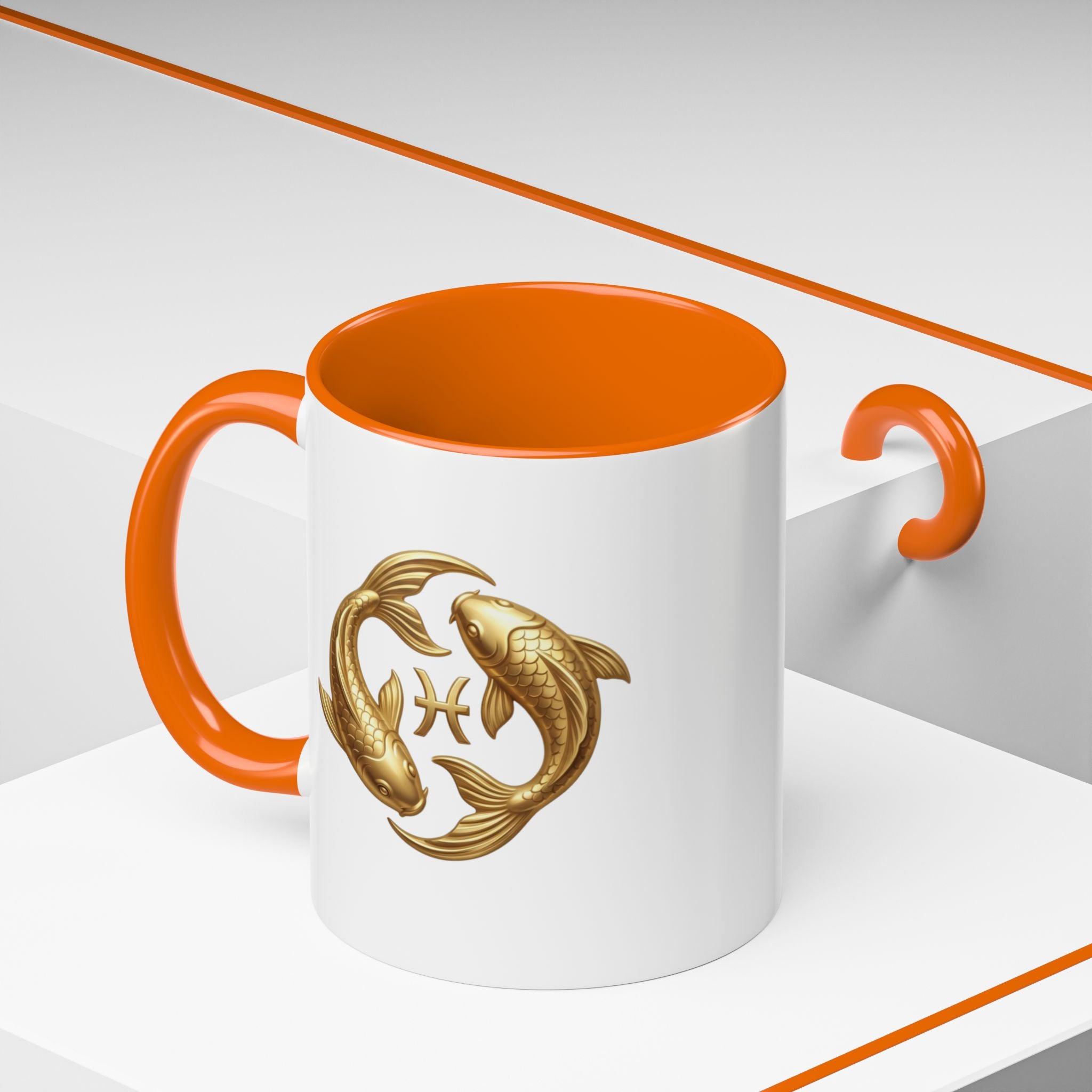 Pisces Zodiac Coffee Mug – Gold Koi Fish Horoscope Accent Mug