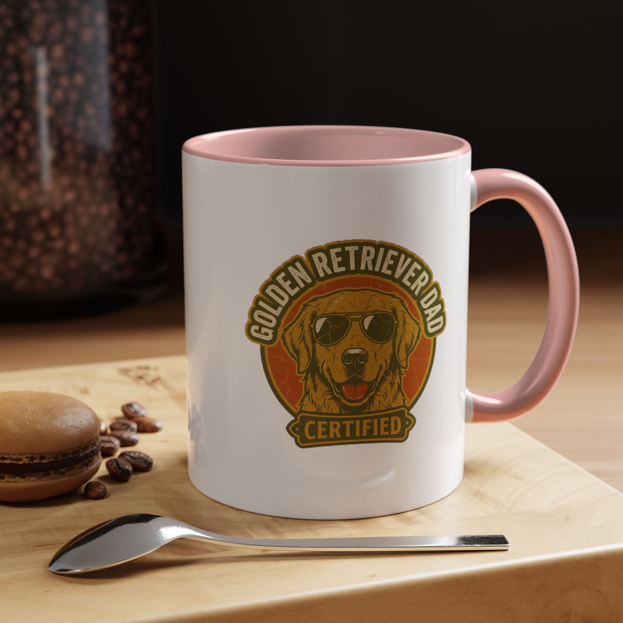 Funny Golden Retriever Dad Coffee Mug — "Certified" Dog Dad Accent Mug