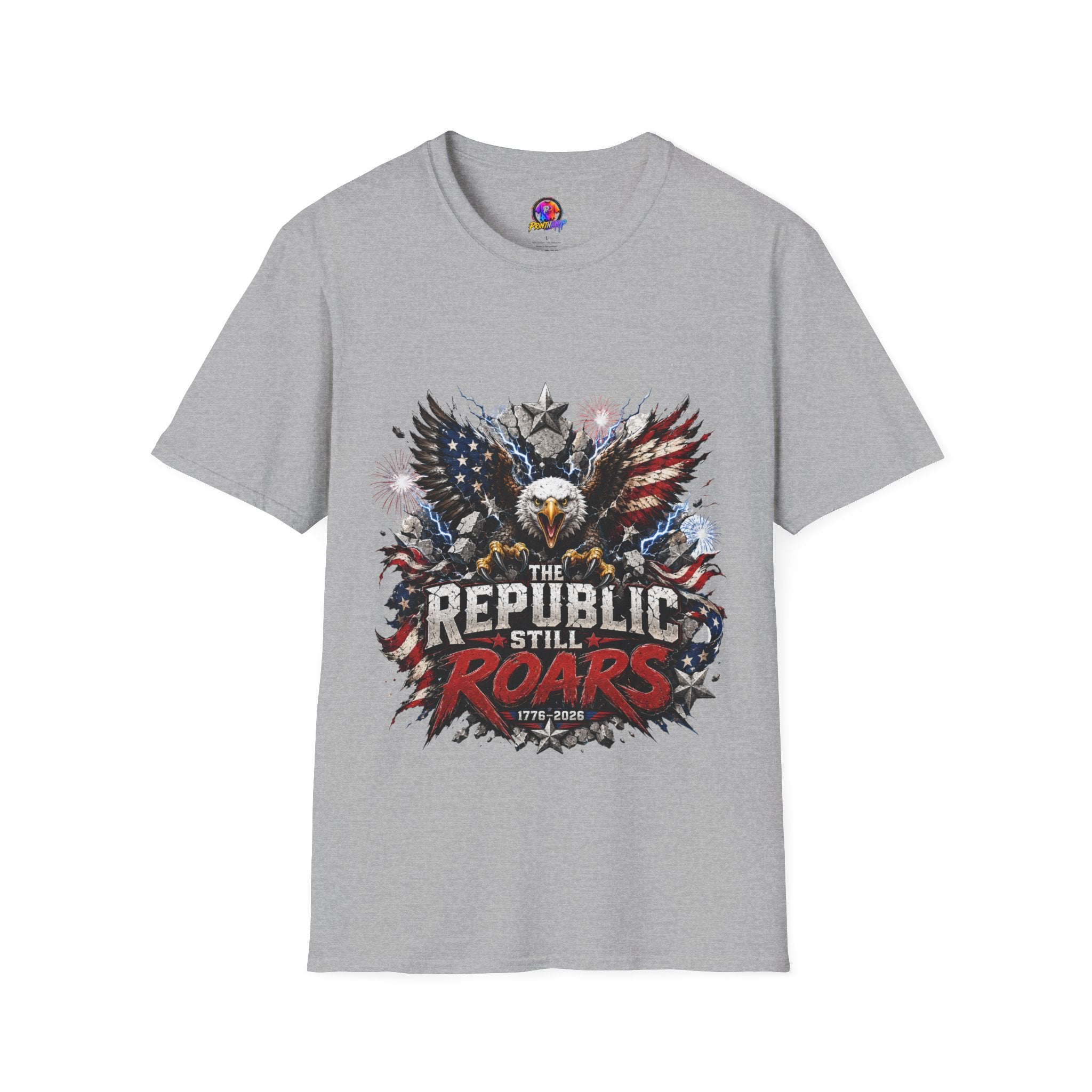 Patriotic Eagle T-Shirt — "The Republic Still Roars" | American Flag Graphic