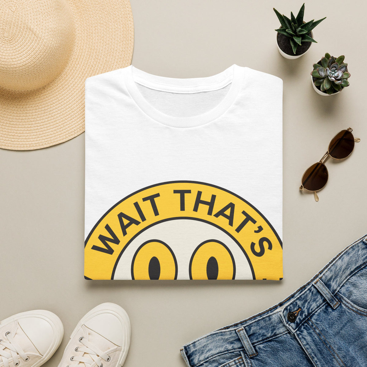 "Wait That's Actually Insane" Yellow Cartoon Face Graphic Tee - Trending Now - September 2026