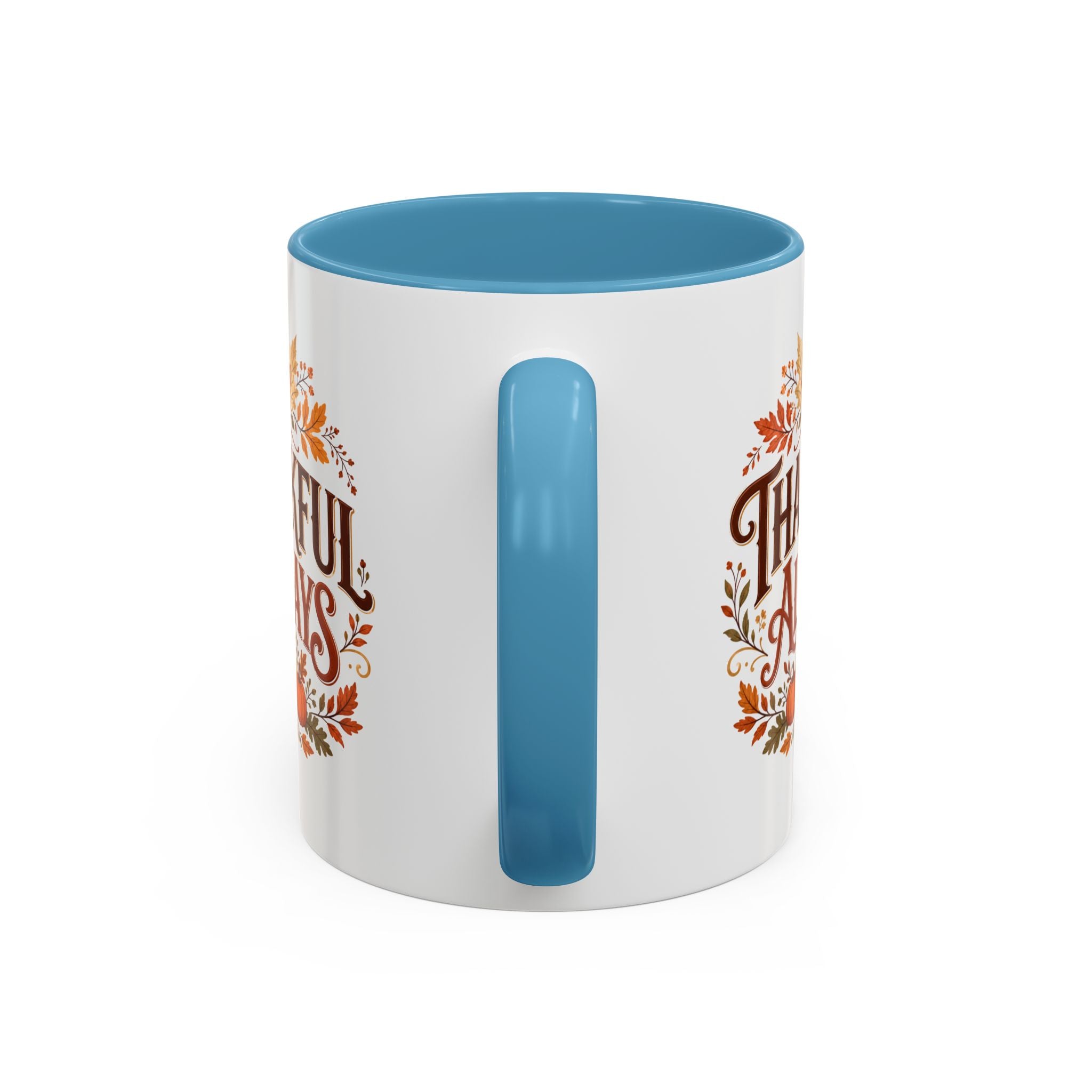 Thanksgiving Mug Thankful Always Accent Coffee Mug — Fall Pumpkin & Leaves Thanksgiving Gift