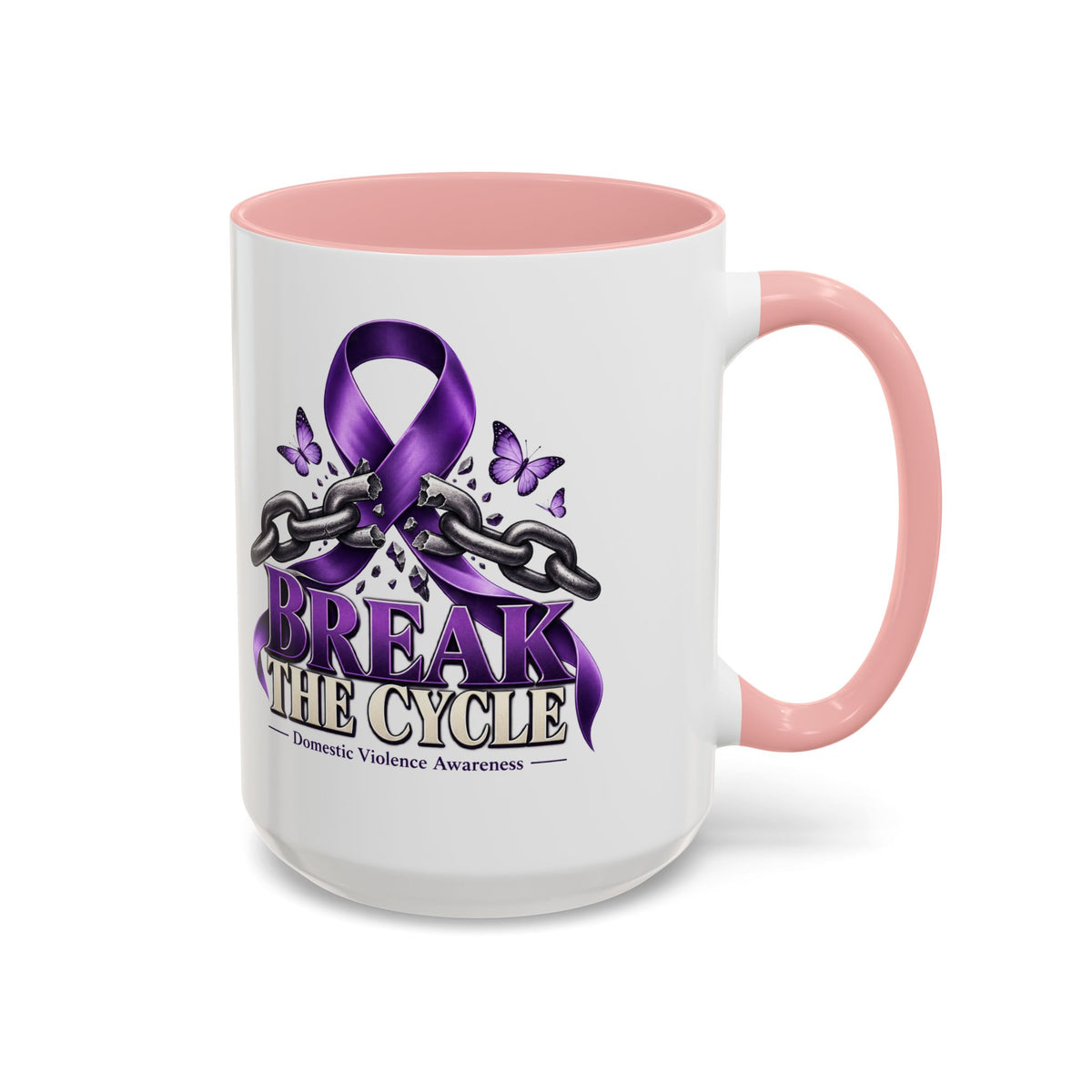 Break the Cycle Coffee Mug – Domestic Violence Awareness Purple Ribbon (11/15oz)