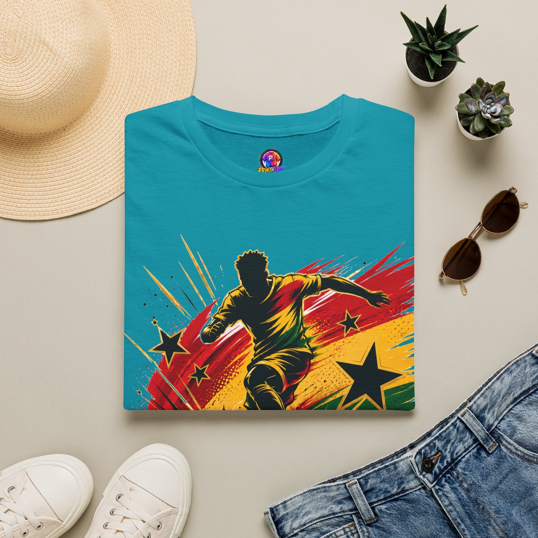 Ghana Star Power Soccer T-Shirt — Afro Football Fan Tee - Ghana T-Shirt