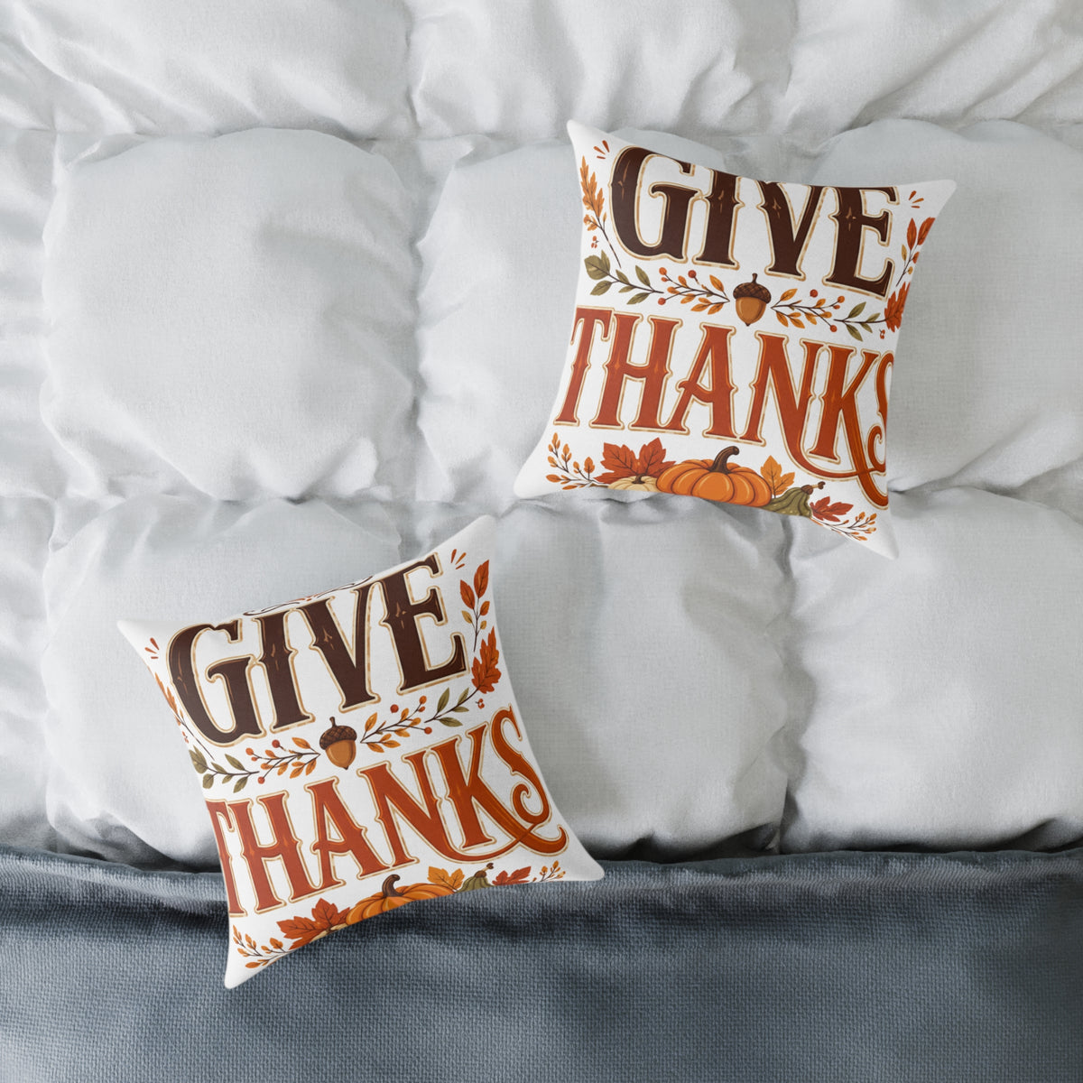 Thanksgiving Give Thanks Fall Pillow — Thanksgiving Decorative Throw Pillow