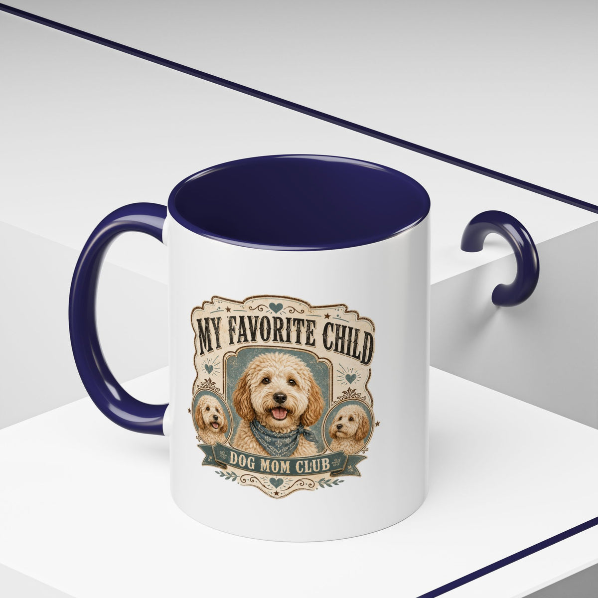 Milo Bailey Dog Dad Mom My Favorite Child Dog Mom Club Accent Coffee Mug – Cute Doodle Dog Mother's Day Gift