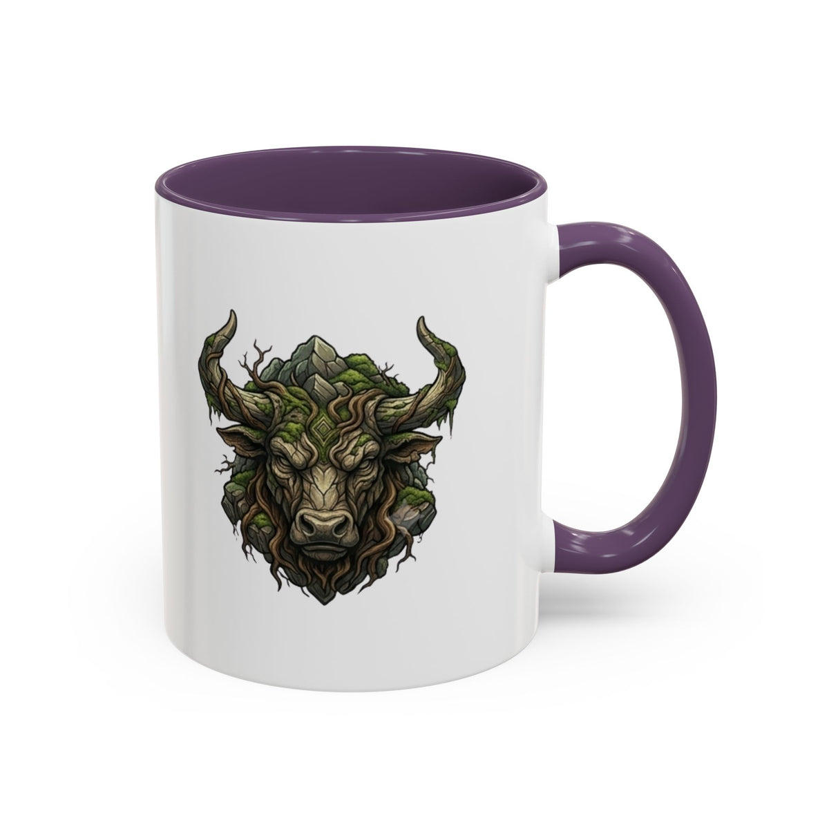 Taurus Bull Nature Coffee Mug — Rustic Green Bull Head Accent Mug