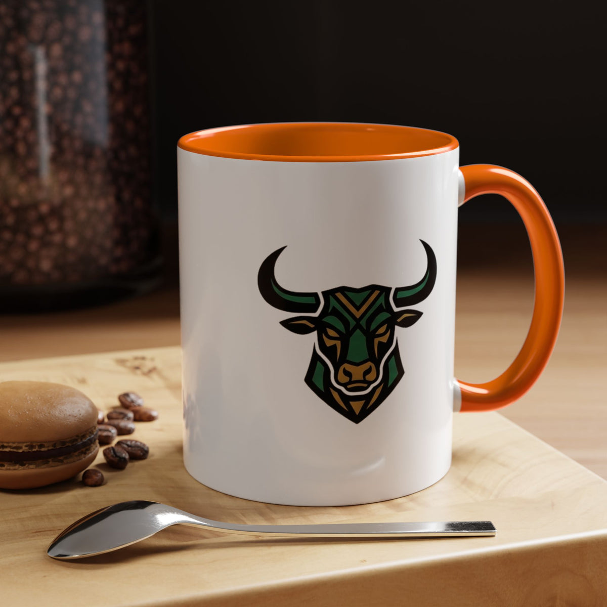 Taurus Geometric Bull Accent Coffee Mug –  Tribal Bull Head Ceramic Mug