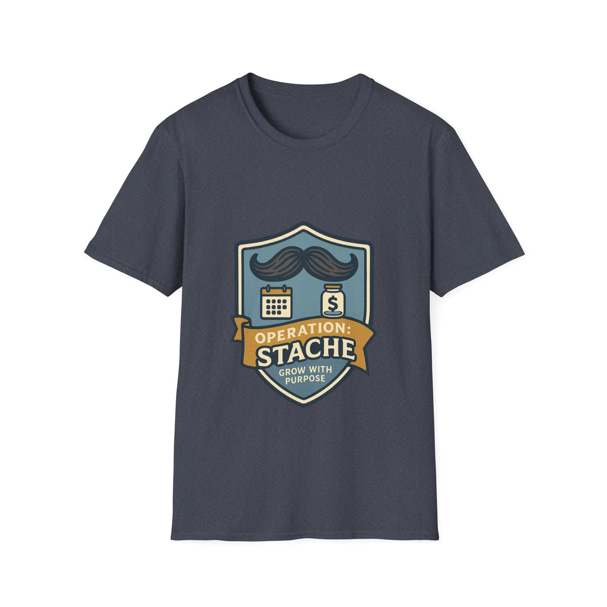 Mustache Badge T-Shirt — Stache Crest Graphic Tee - Trending Now - October 2026