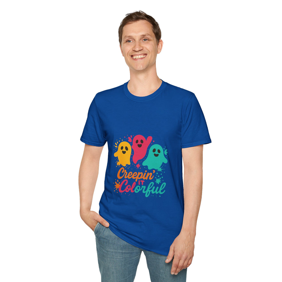 Colorful Creepin' Ghosts Tee — Cute Halloween Shirt - Trending Now - October 2026