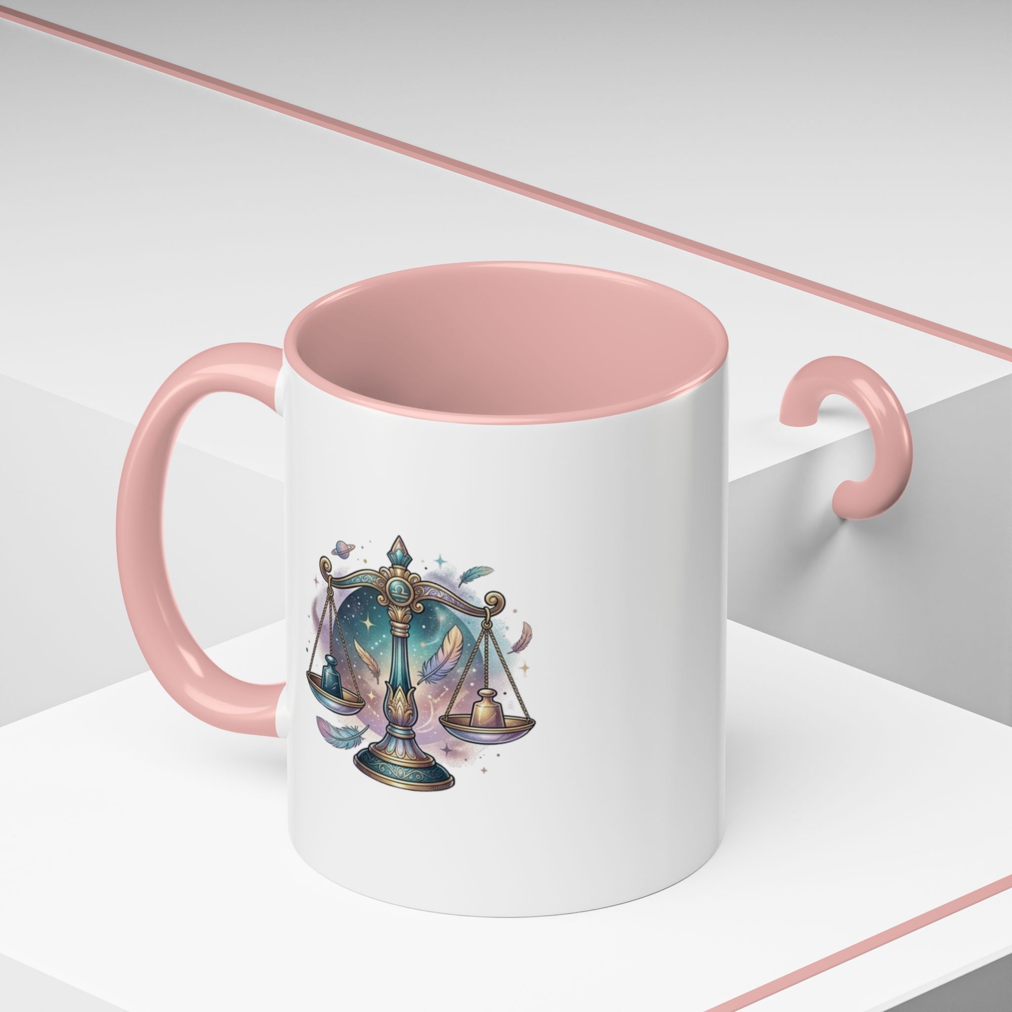 Libra Zodiac Scales Accent Coffee Mug — Astrology Constellation Gift