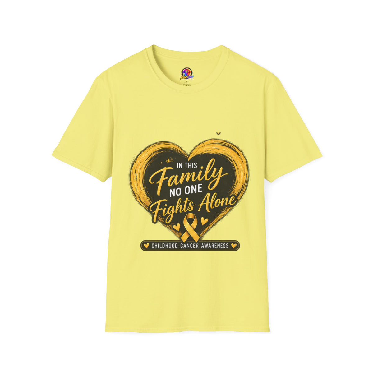 Childhood Cancer Awareness T-Shirt — "In This Family No One Fights Alone"
