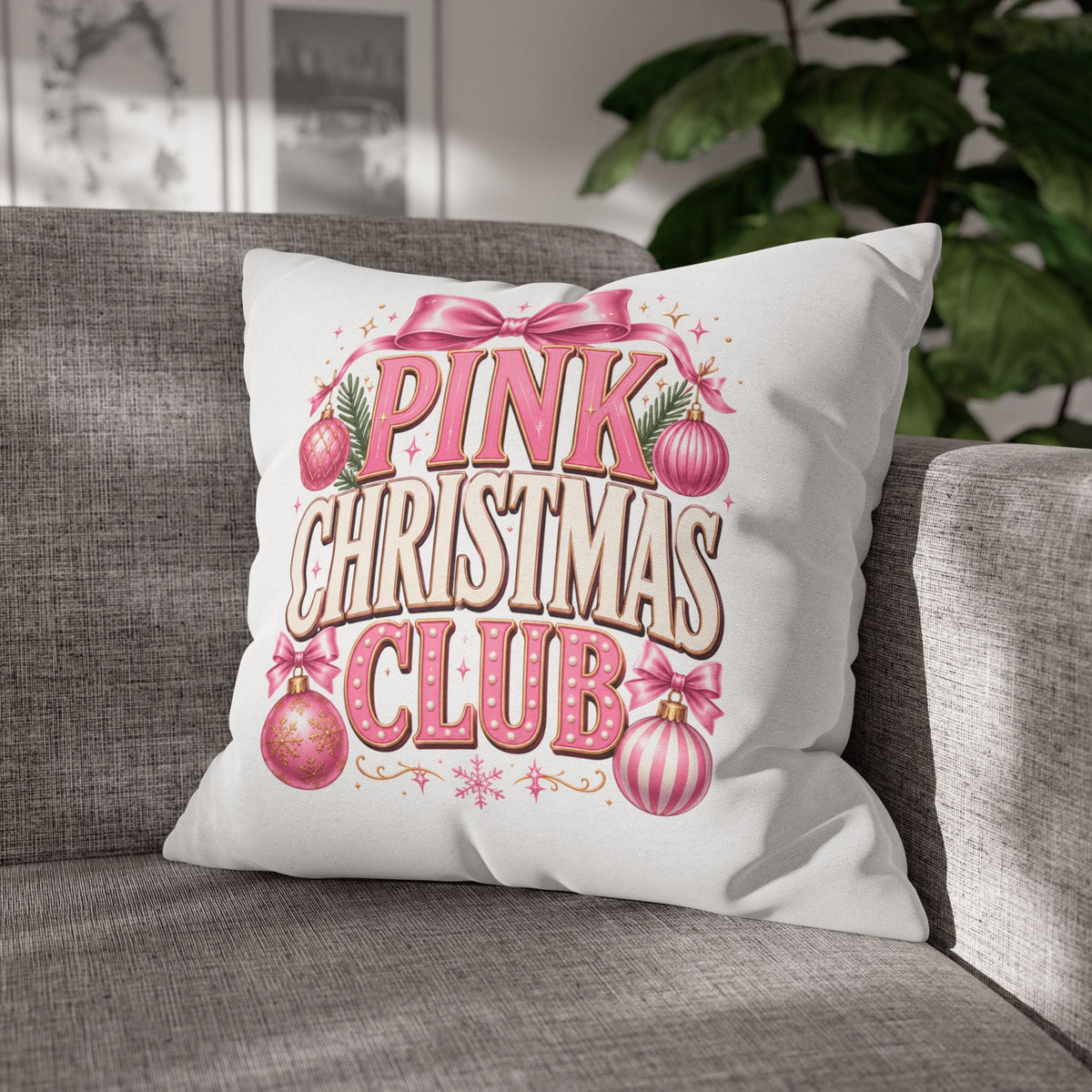 Christmas Pink Christmas Club Holiday Pillowcase