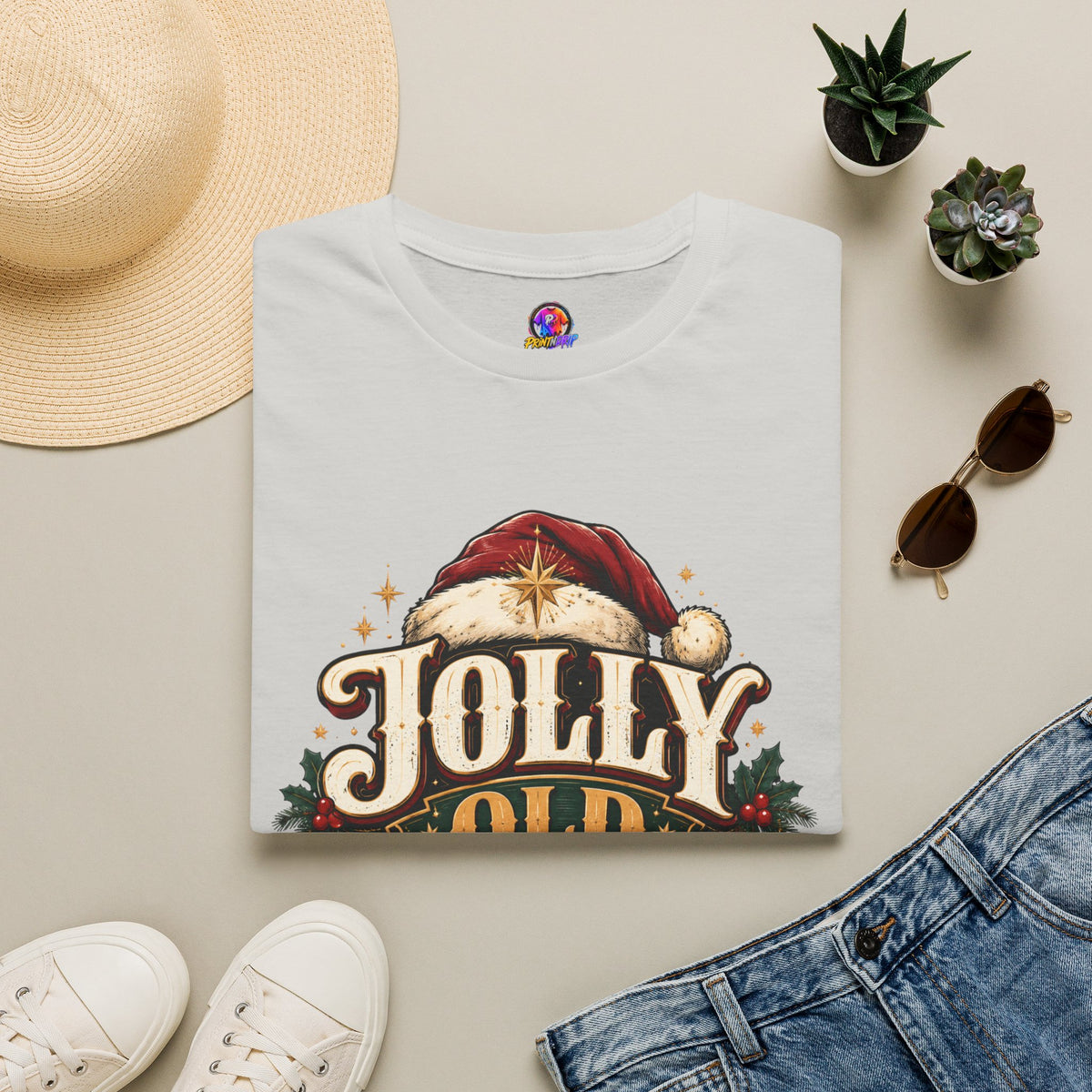 Jolly Old Soul T-Shirt — Vintage Santa Holiday Graphic Tee