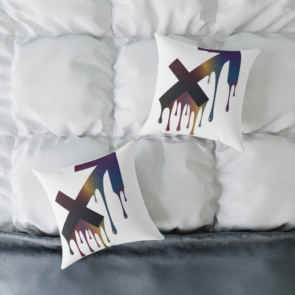 Dripping Sagittarius Zodiac Astrological Square Poly Canvas Pillow