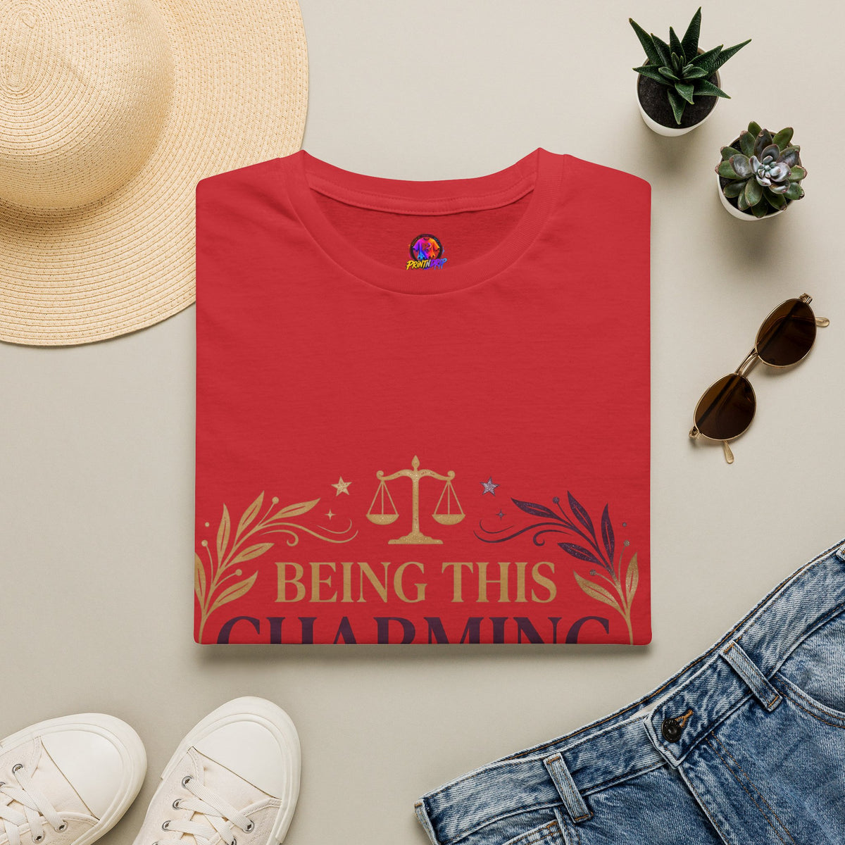 Being This Charming Libra T-Shirt – 'Being This Charming Is Exhausting' Zodiac Tee