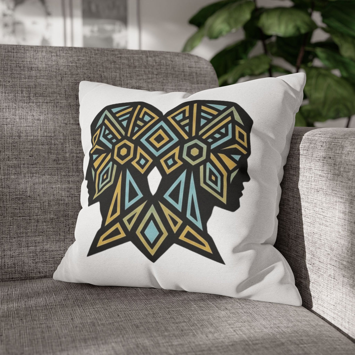 Gemini Geometric Twin Silhouette Decorative Pillowcase