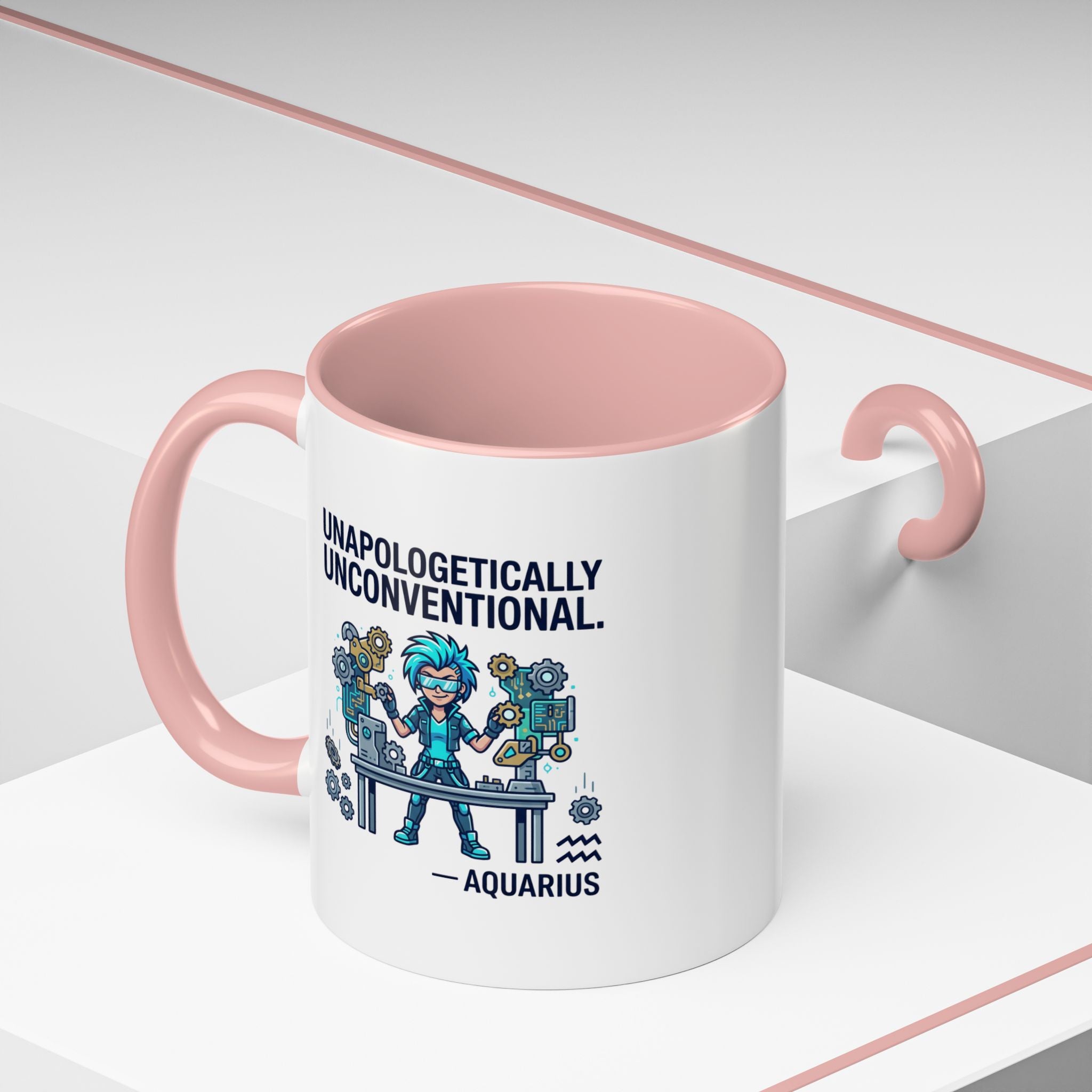 Aquarius Coffee Mug - "Unapologetically Unconventional" Zodiac Accent Mug 11oz