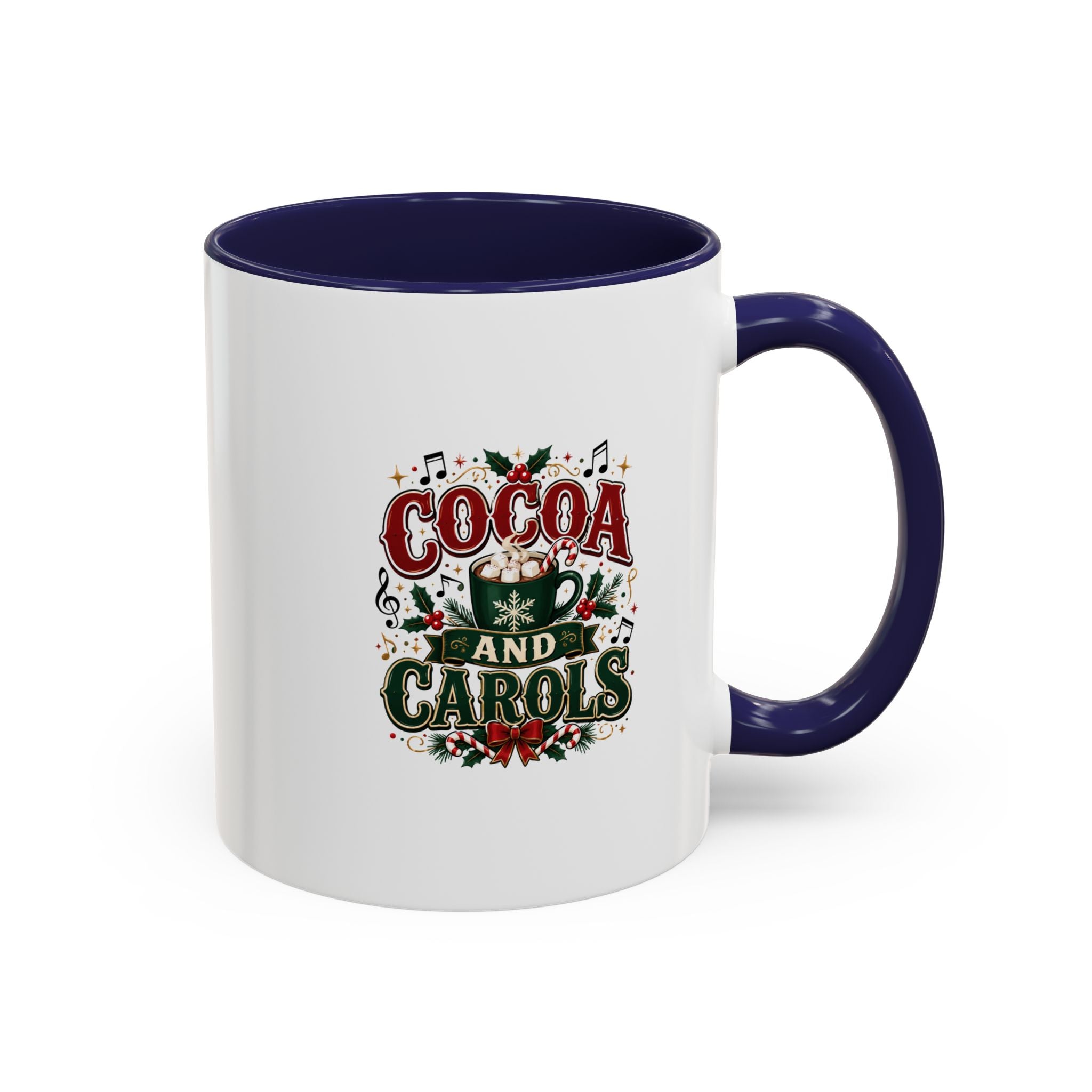 Cocoa and Carols Accent Coffee Mug — Holiday Christmas Cocoa Mug