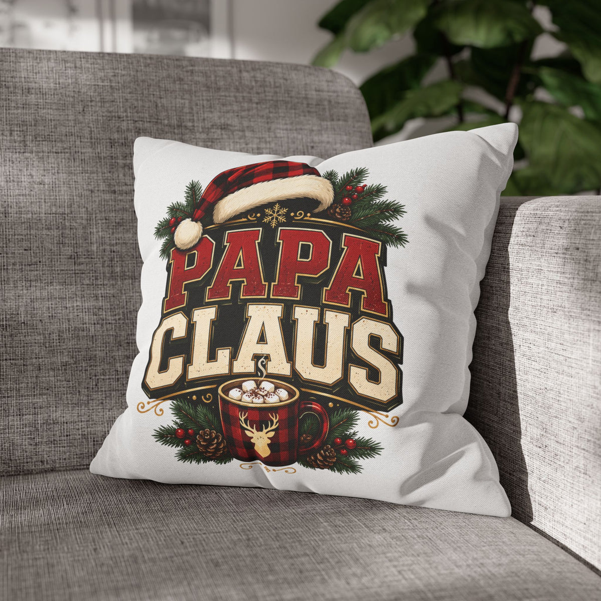 Christmas Papa Claus Holiday Pillowcase — Festive Christmas Cushion Cover for Dad